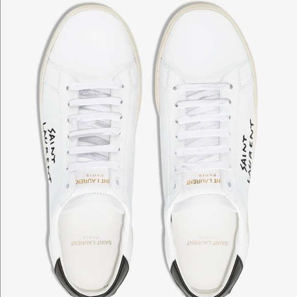 Saint Laurent Court Classic Logo Leather Sneakers - Picture 2 of 8